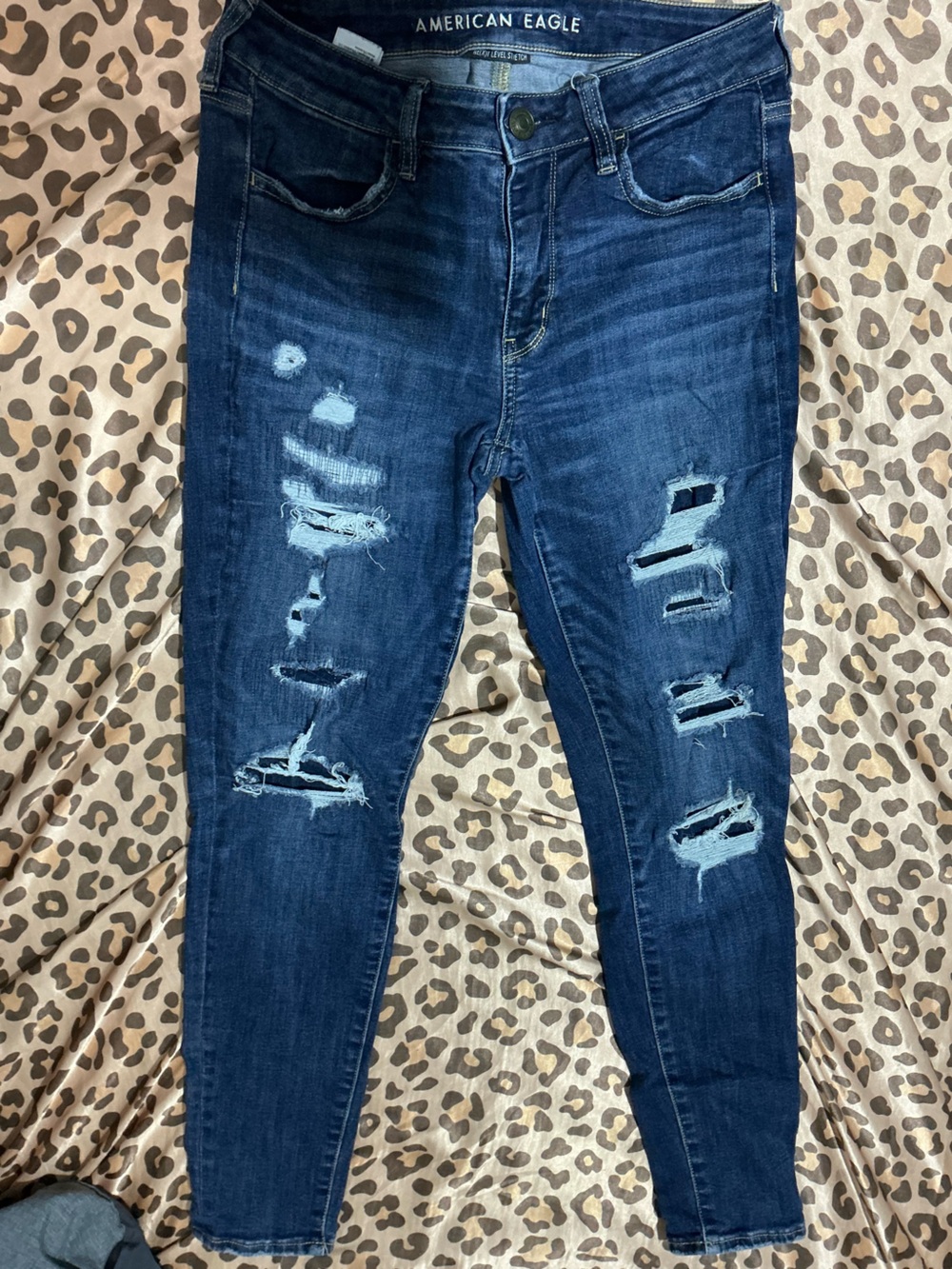 American Eagle Outfitters Dark Blue Ripped Skinny Jeans